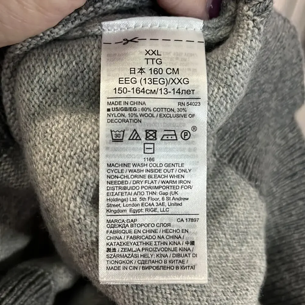 Gap Kids Boys Gray Hooded Sweater With Legend on Front XXL (13-14)